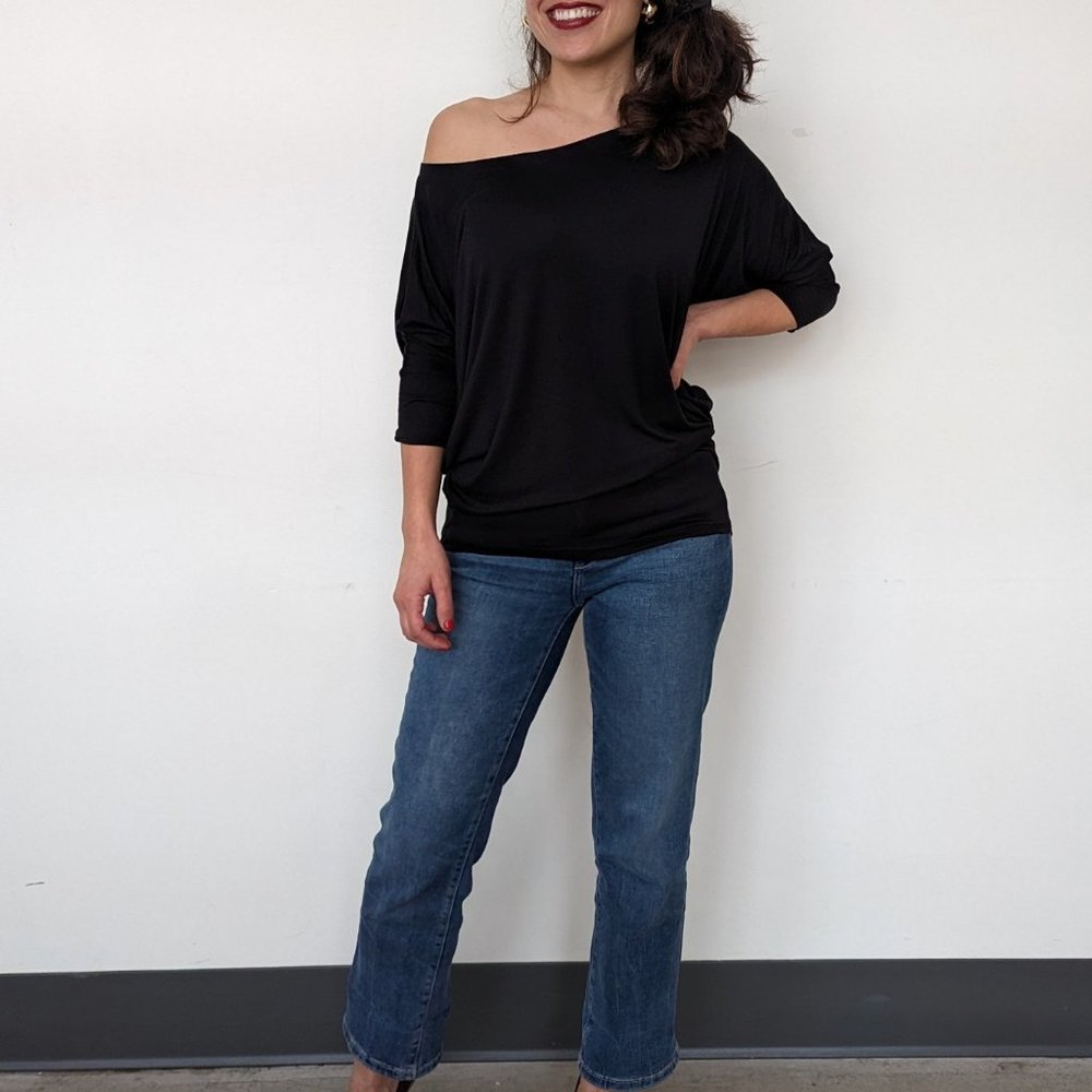 Black Jersey Knit Adjustable Top